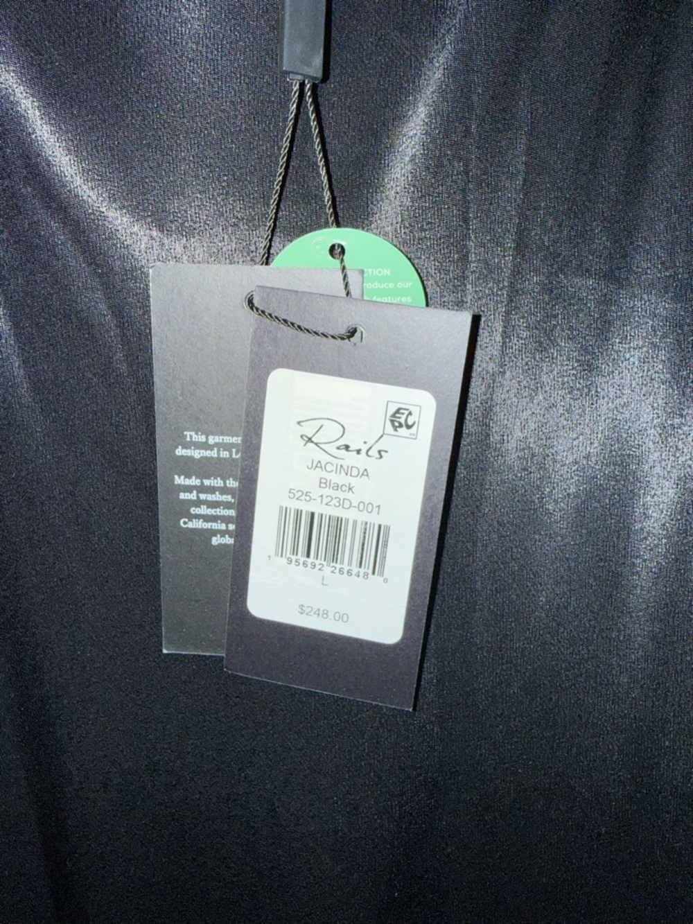 NWT Rails Jacinda Black Satin Midi Slip Dress Size Large - Picture 6 of 6